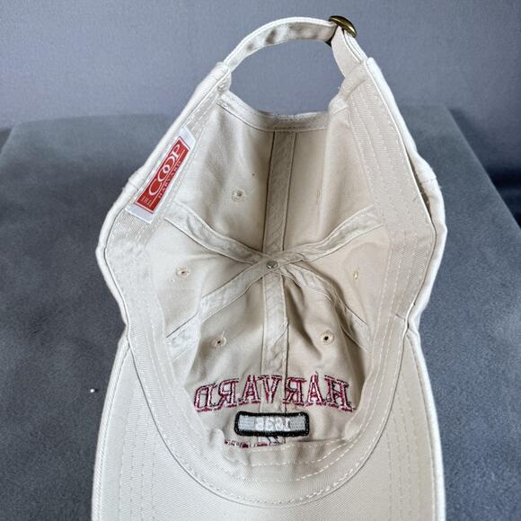 Harvard Crimson Hat Cap Strap Back Mens Khaki Cream NCAA College University 1636 - Picture 7 of 8